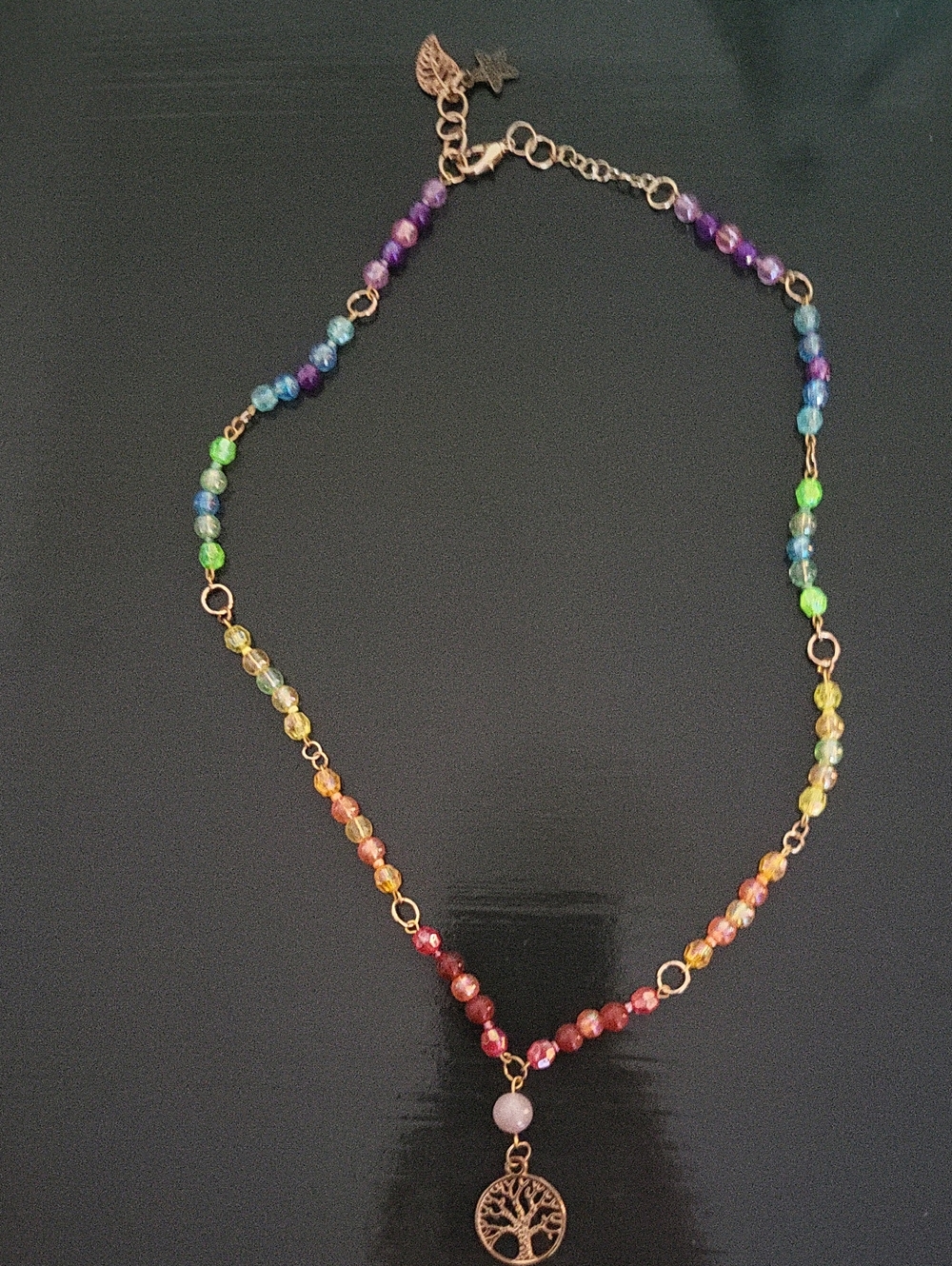 Multicolor Beaded Tree of Life Pendant Necklace - Women Jewelry